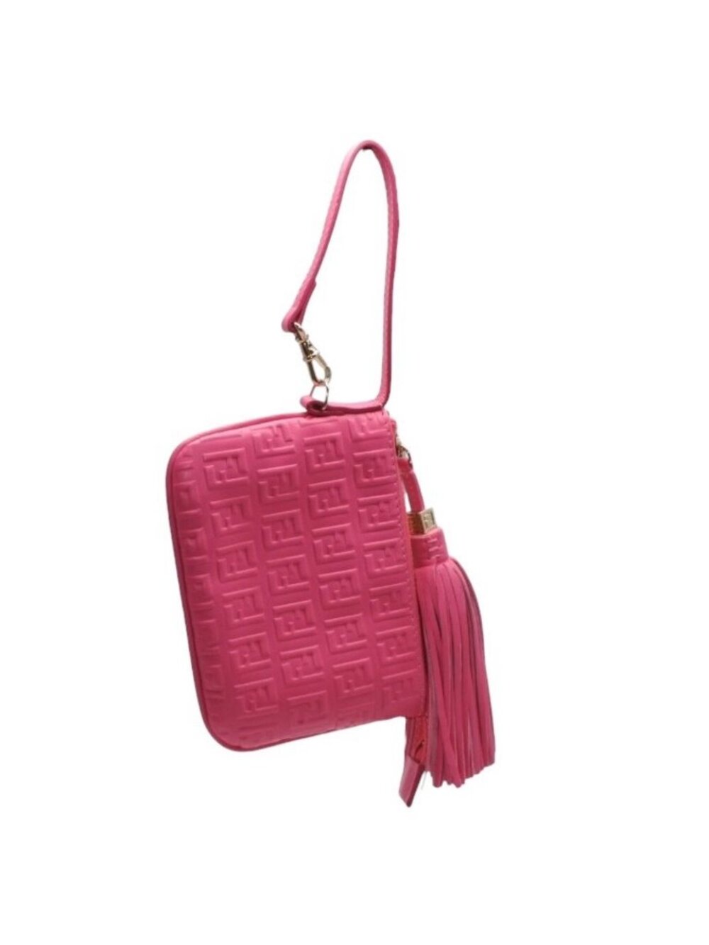 Fendi Fringe Pouch Mini Pink Gold Leather
